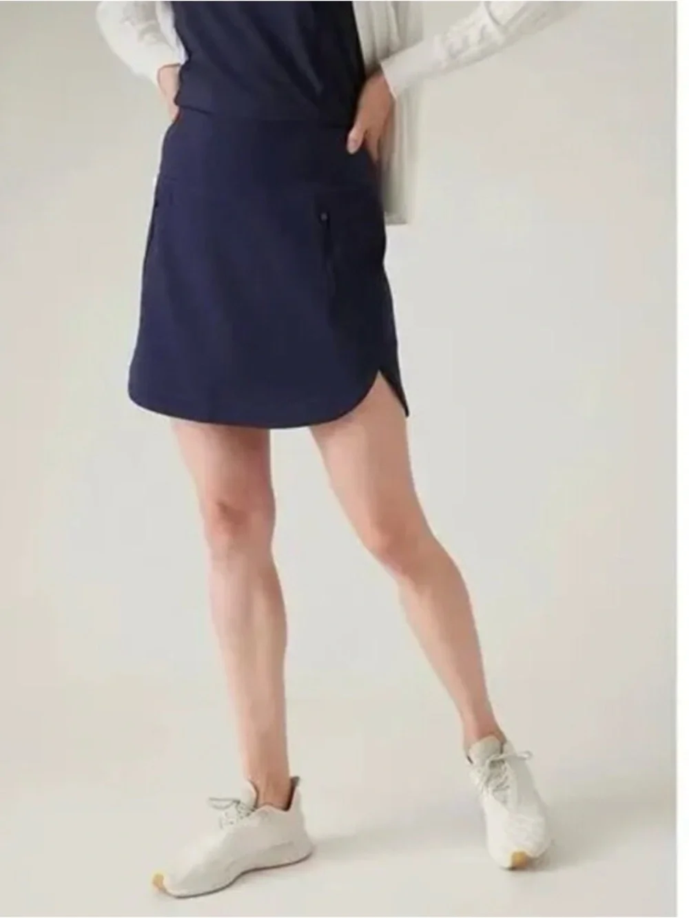 Athleta Fairway Golf Athletic Skort Skirt 16” Navy Blue Size Large - Picture 2 of 10